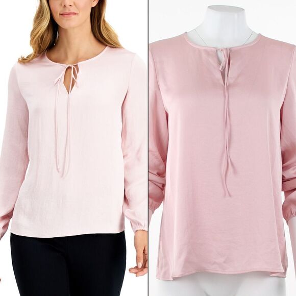 Kasper Tie-Neck Blouse - Petal - Picture 1 of 5